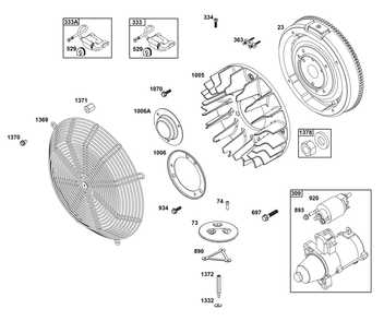 Flywheel, Ignition, And Starter Group Diagram and Parts List for 613477-4209-J1 400000 - 699999 Briggs and Stratton Engine